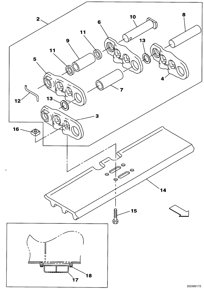 Схема запчастей Case CX290B - (05-06) - TRACK CHAINS, 800 MM (31-1/2 IN) (11) - TRACKS/STEERING