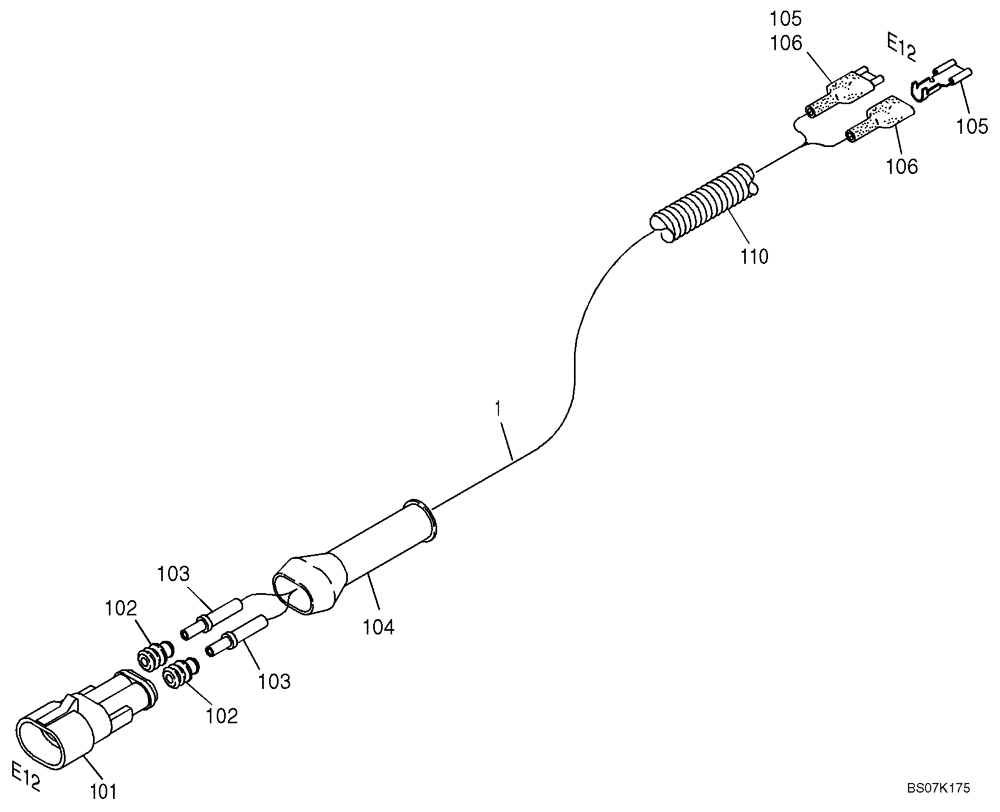 Схема запчастей Case 321D - (32.243[2990492000]) - CABLE HARNESS LICENSE PLATE LIGHT (55) - ELECTRICAL SYSTEMS