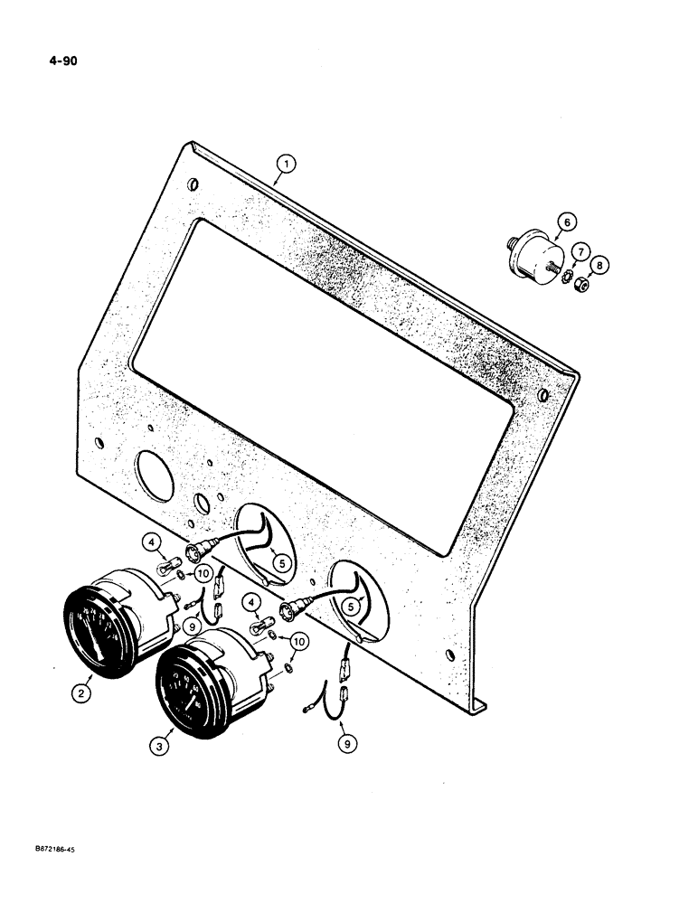 Схема запчастей Case W36 - (4-090) - INSTRUMENT PANELS WITH OPTIONAL GAUGES (04) - ELECTRICAL SYSTEMS