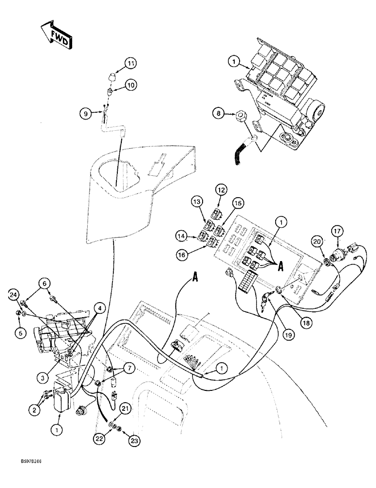 Схема запчастей Case 590SL - (4-20) - SIDE CONSOLE INSTRUMENT HARNESS AND CONNECTIONS (04) - ELECTRICAL SYSTEMS