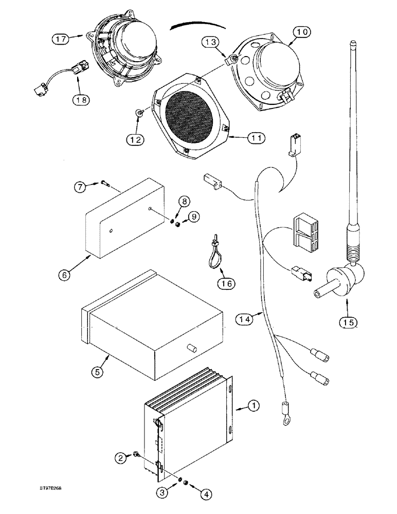 Схема запчастей Case 580L - (4-048) - RADIO, ANTENNA AND TAPE PLAYER (04) - ELECTRICAL SYSTEMS