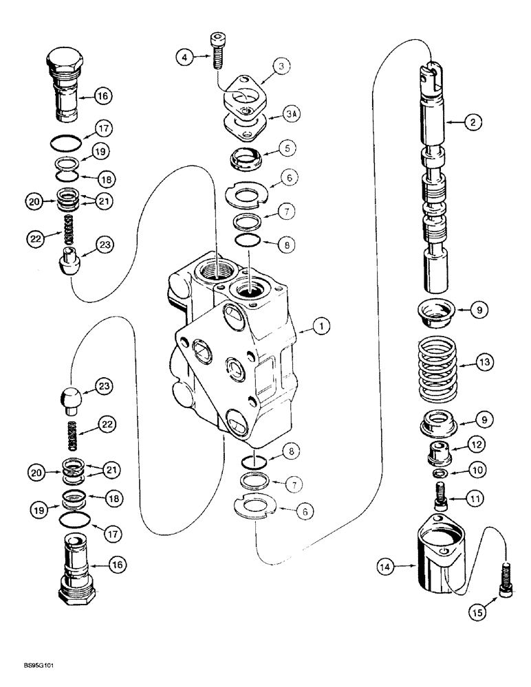 Схема запчастей Case 580L - (8-114) - THREE-POINT HITCH CONTROL VALVE, PITCH, TILT AND IMPLEMENT SECTIONS (08) - HYDRAULICS