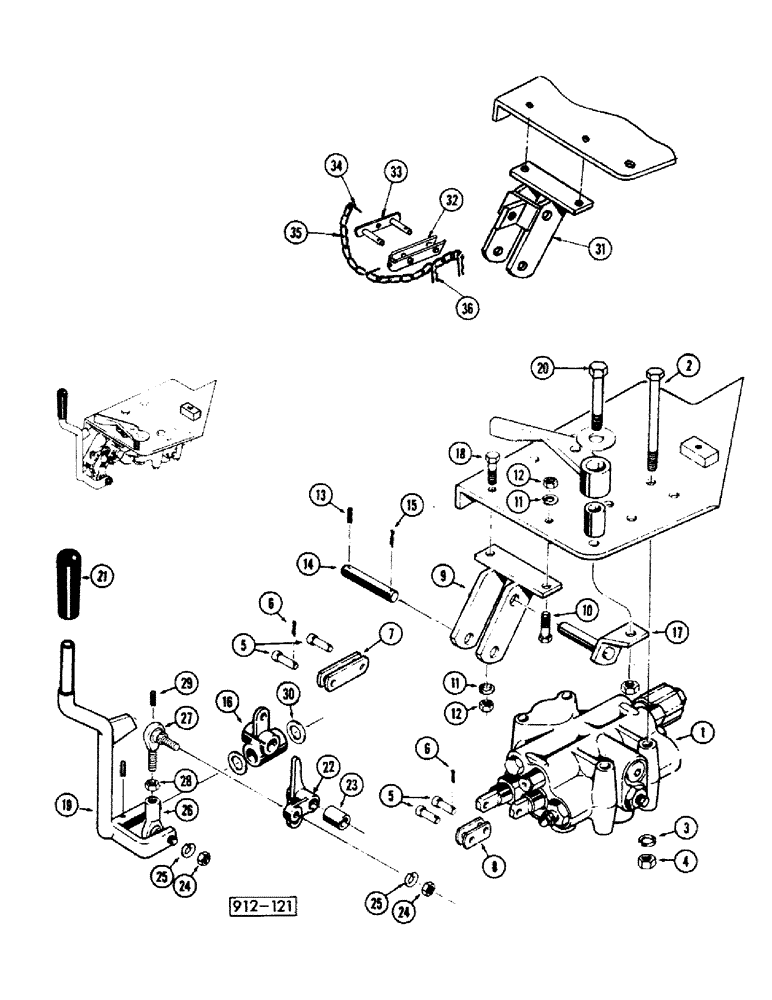 Схема запчастей Case 35 - (044) - 2-SPOOL VALVES CONTROL FOR LOADER 
