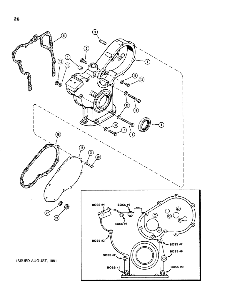 Схема запчастей Case 480C - (026) - TIMING GEAR COVER, 188 DIESEL ENGINE (10) - ENGINE