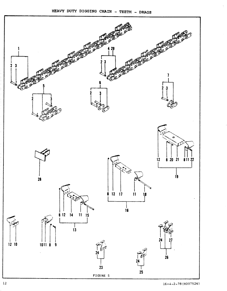 Схема запчастей Case DAVIS - (12) - HEAVY DUTY DIGGING CHAIN, TEETH, DRAGS 