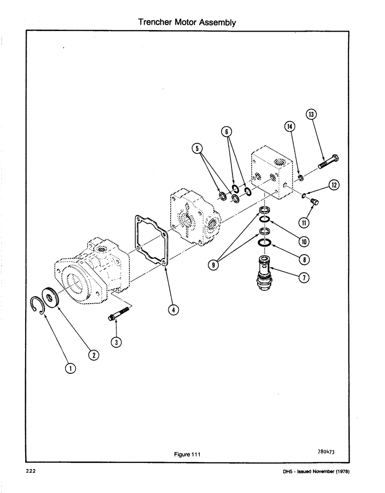 Схема запчастей Case DH5 - (222) - TRENCHER MOTOR ASSEMBLY (89) - TOOLS