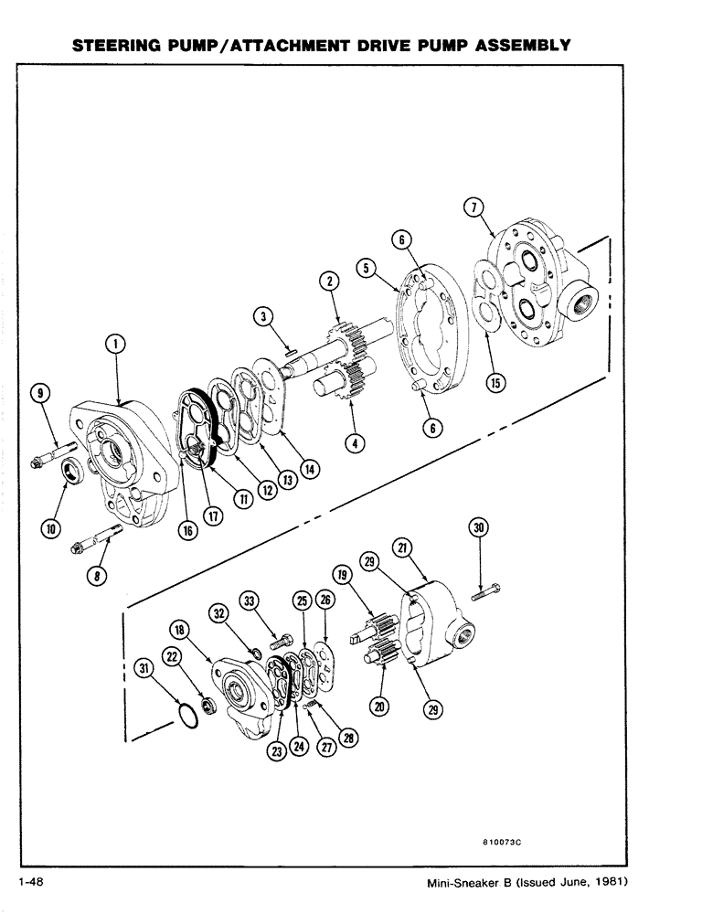 Схема запчастей Case CASE - (1-48) - STEERING PUMP/ATTACHMENT DRIVE PUMP ASSEMBLY (05) - STEERING