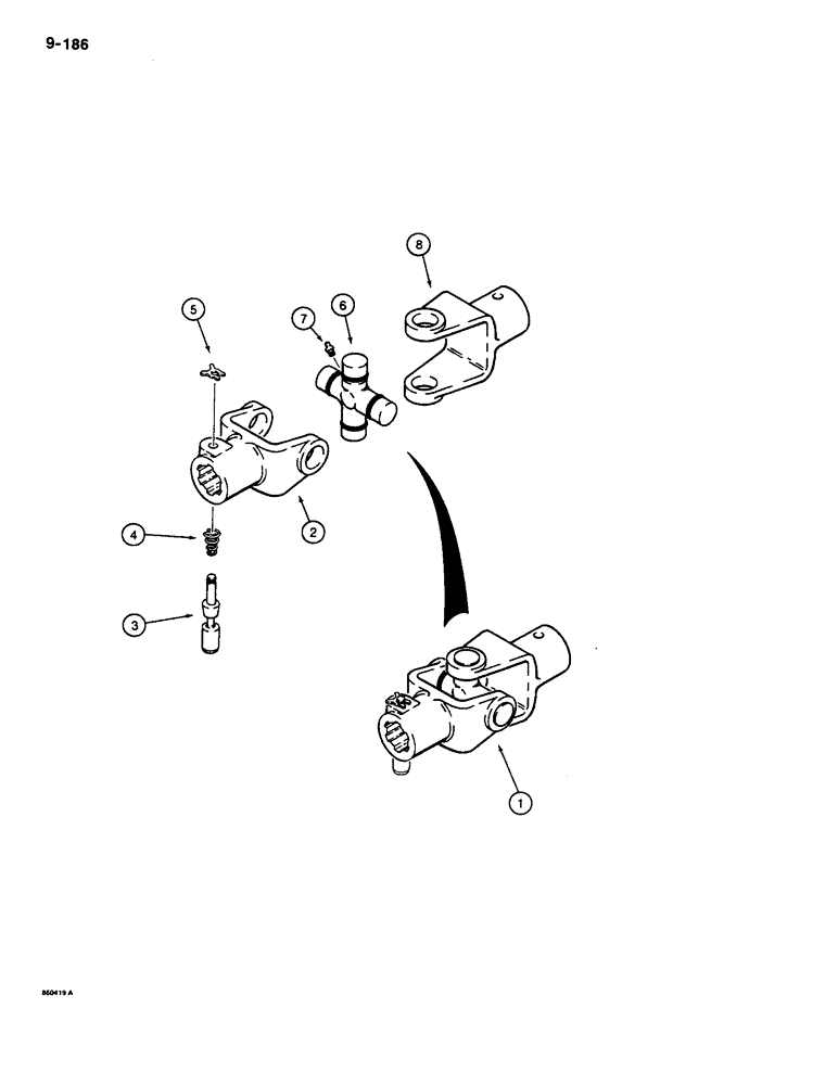 Схема запчастей Case CASE - (9-186) - HYDRA-BORER ATTACHMENT UNIVERSAL JOINT (09) - CHASSIS