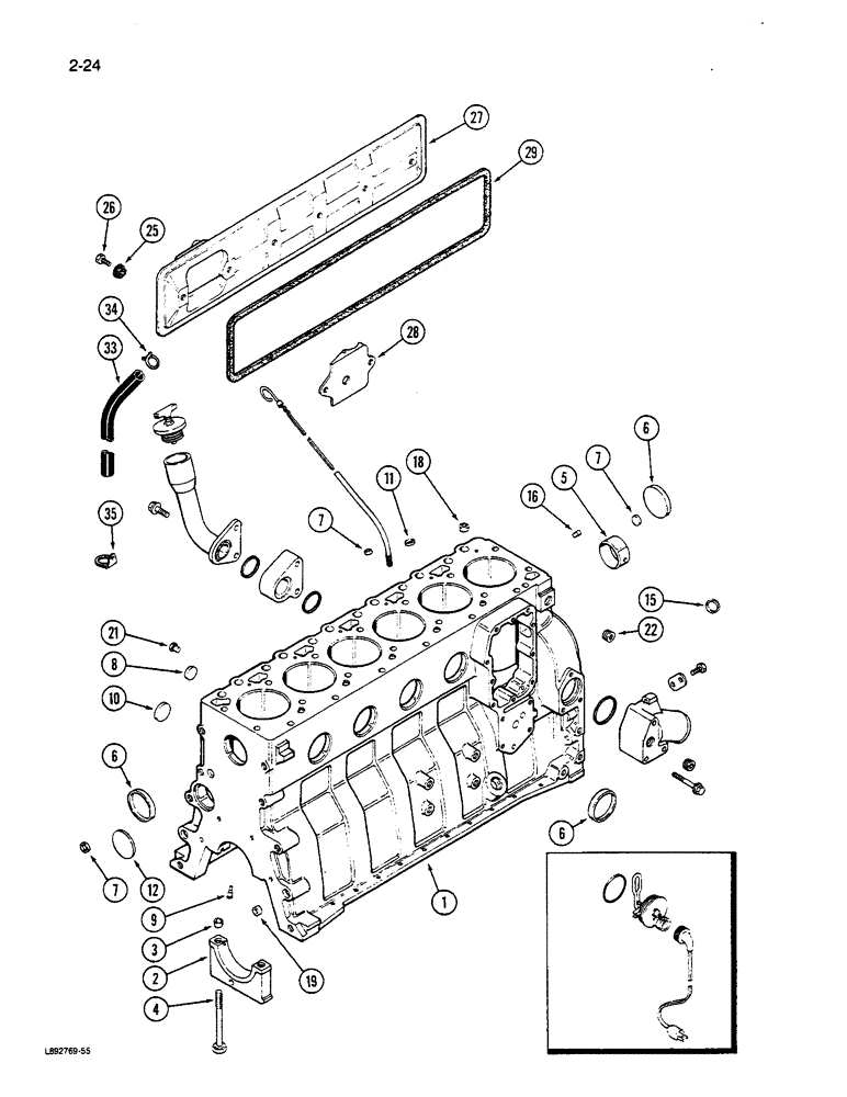 Схема запчастей Case W14C - (2-24) - CYLINDER BLOCK, 6-590 ENGINE (02) - ENGINE