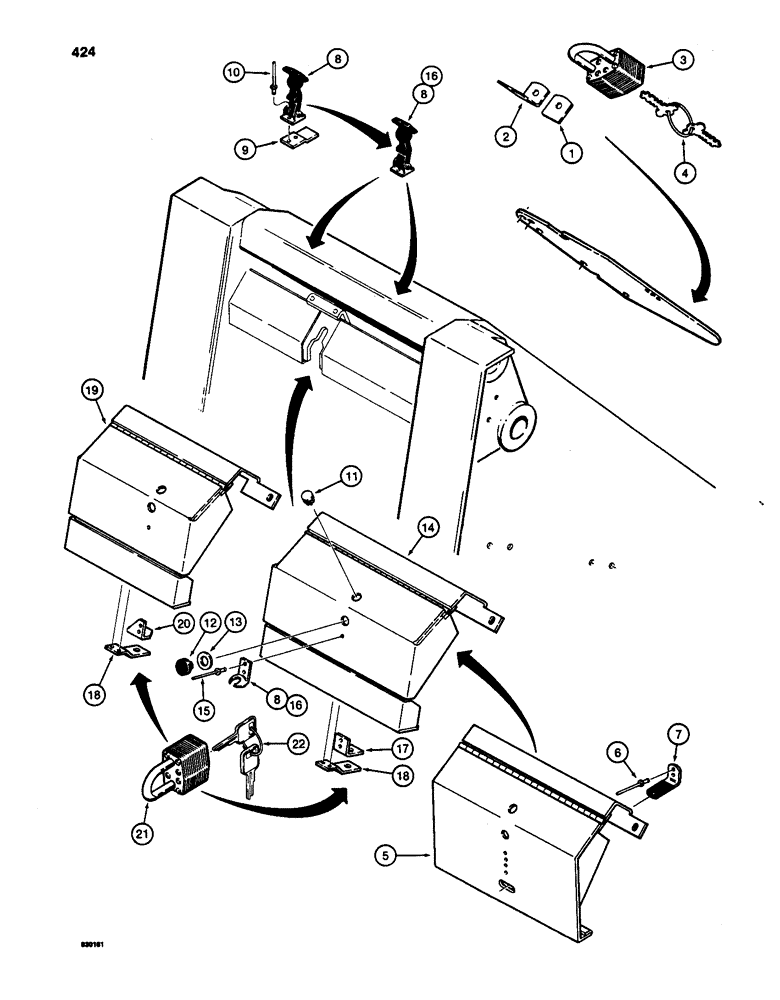 Схема запчастей Case W24C - (424) - FRONT FRAME LOCK UP PARTS (09) - CHASSIS/ATTACHMENTS