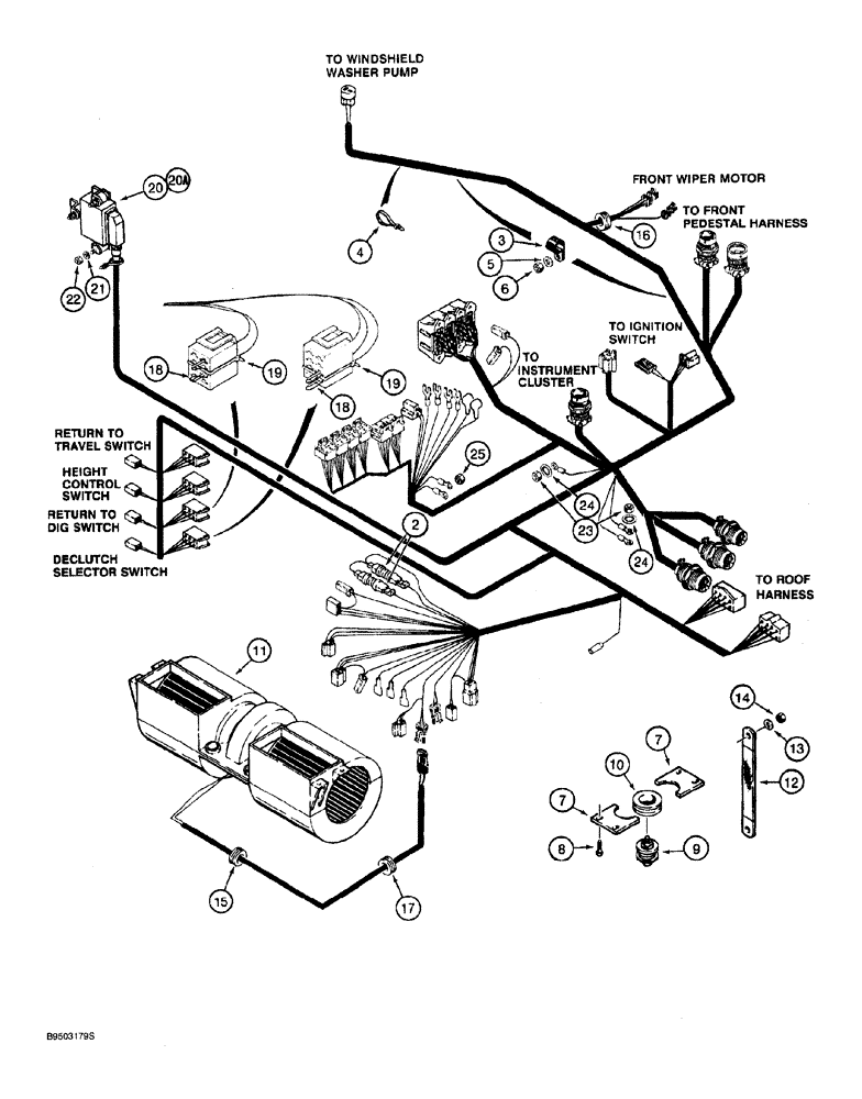Схема запчастей Case 921 - (4-008) - MAIN CAB HARNESS, TRANSMISSION CONTROL (04) - ELECTRICAL SYSTEMS