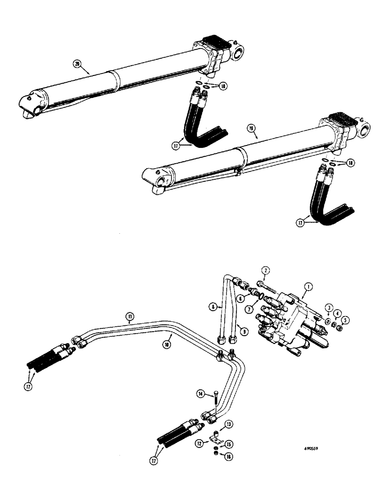Схема запчастей Case W8C - (212) - LOADER HYDRAULICS, LIFT CYLINDER HYDRAULICS (08) - HYDRAULICS