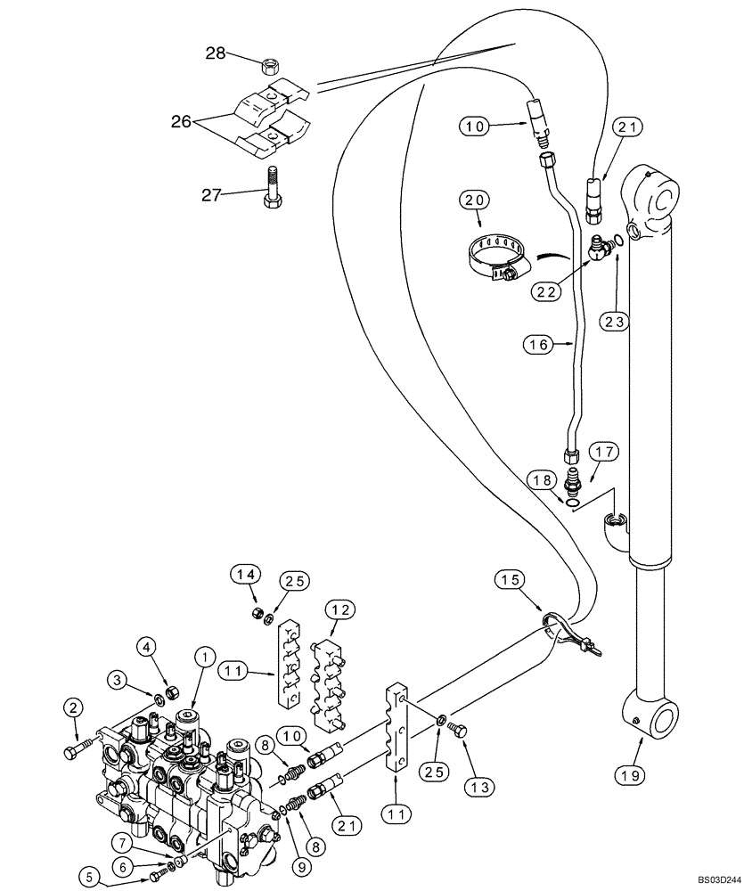 Схема запчастей Case 580M - (08-12) - HYDRAULICS - CYLINDER, BACKHOE BUCKET (MODELS WITHOUT EXTENDABLE DIPPER) (08) - HYDRAULICS