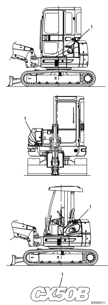 Схема запчастей Case CX50B - (06-015[00]) - NAME PLATE INSTALLATION (MODEL) (PY22T00083F1) NAME-PLATE