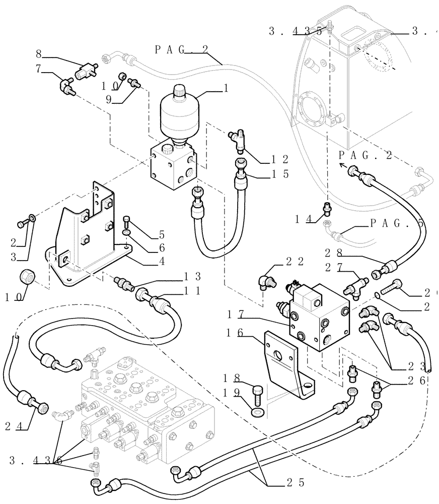 Схема запчастей Case 1850K - (3.434[03]) - HYDRAULIC SYSTEM PIPING (07) - HYDRAULIC SYSTEM/FRAME