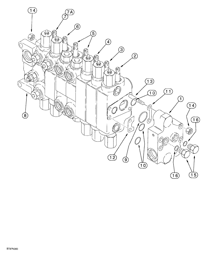 Схема запчастей Case 580SL - (8-091A) - BACKHOE CONTROL VALVES, MODELS WITHOUT EXTENDABLE DIPPER, W/AUX. HYD. - P/N 333578A1 & 333579A1 (08) - HYDRAULICS
