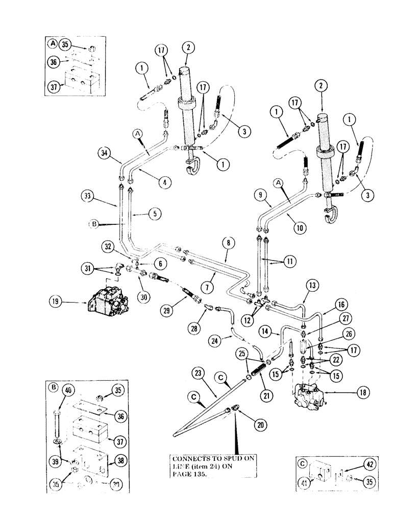Схема запчастей Case 120 - (181) - COUNTERWEIGHT REMOVAL HYDRAULICS, USED ON UNITS WITH SERIAL NO. 6287229 AND AFTER (35) - HYDRAULIC SYSTEMS