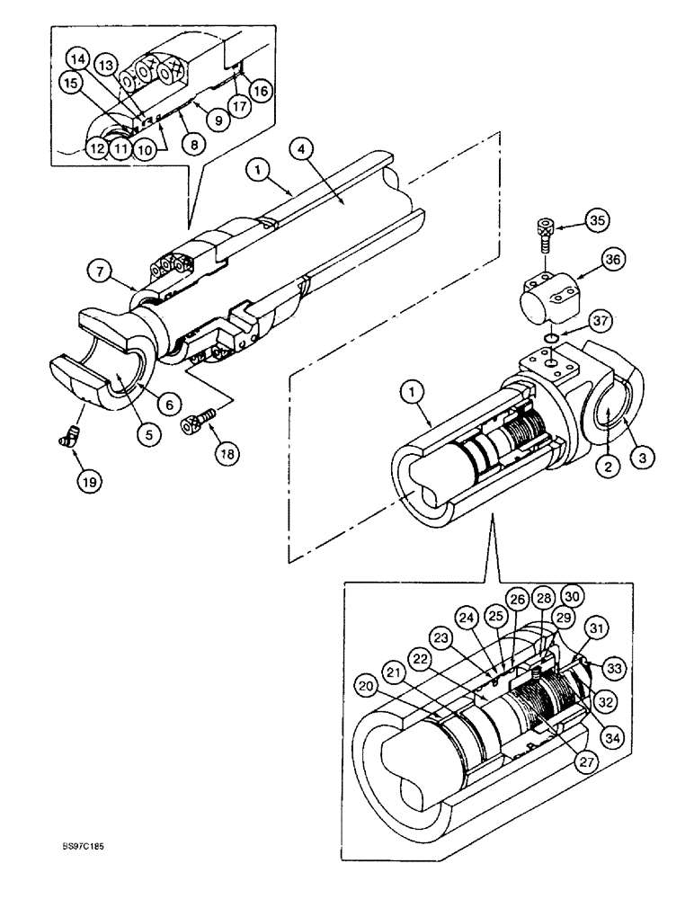 Схема запчастей Case 9020B - (8-146) - ARM CYLINDER, MODELS WITH LOAD HOLD OPTION (08) - HYDRAULICS
