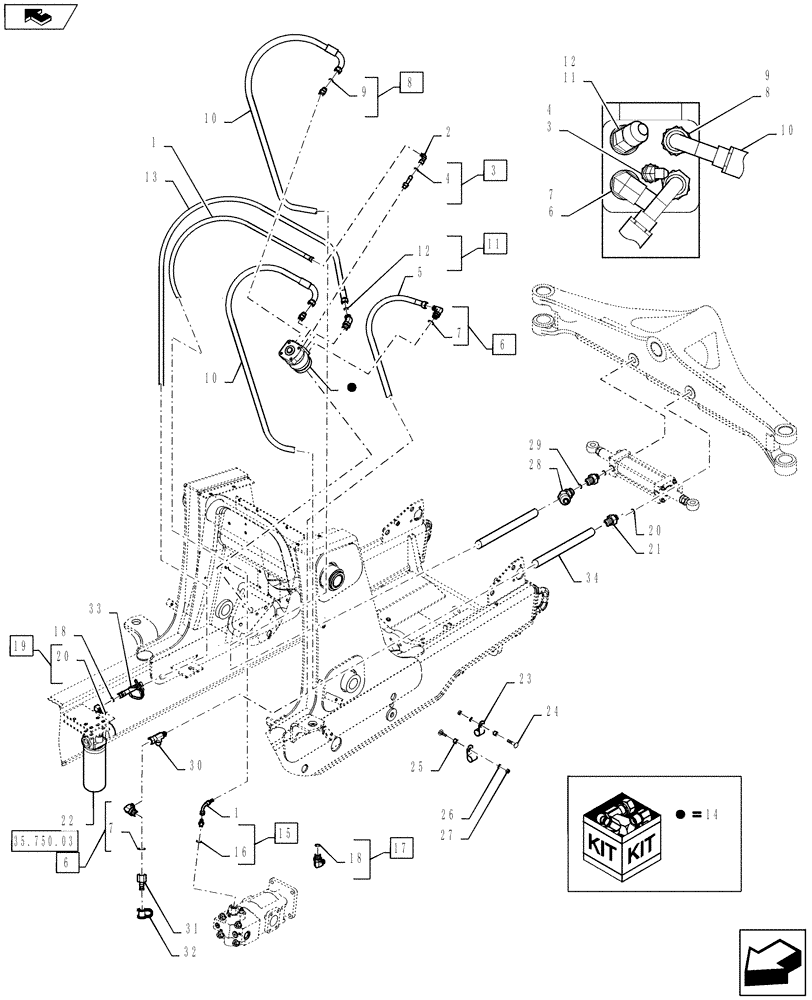 Схема запчастей Case 580SN WT - (41.200.04) - HYDRAULICS - STEERING (41) - STEERING