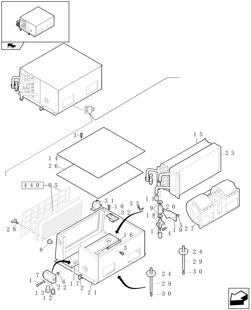 Схема запчастей Case 321E - (440[06]) - AIR CONDITION UNIT (10) - OPERATORS PLATFORM