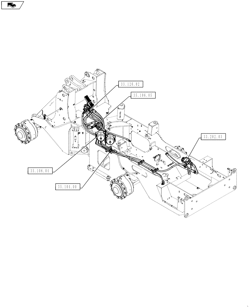 Схема запчастей Case 521F - (33.000.00) - PICTORIAL INDEX, BRAKE LINE (33) - BRAKES & CONTROLS