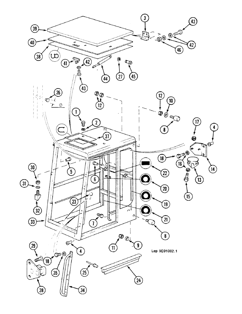 Схема запчастей Case 688C - (9E-06) - CAB (OPENING ROOF) (05.1) - UPPERSTRUCTURE CHASSIS/ATTACHMENTS
