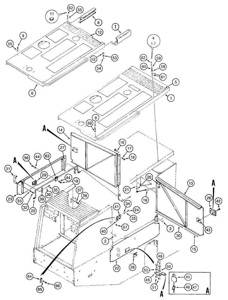 Схема запчастей Case 921B - (9-020) - HOOD AND SIDE DOORS (09) - CHASSIS/ATTACHMENTS