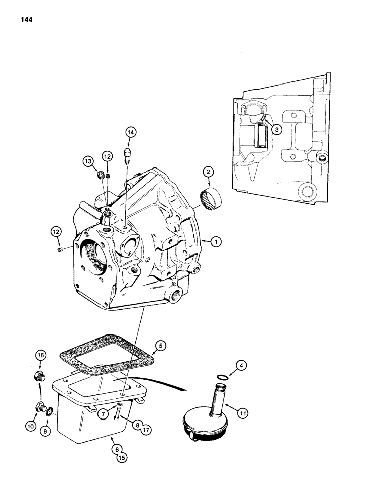 Схема запчастей Case 584D - (144) - POWER SHUTTLE, HOUSING AND OIL PAN (21) - TRANSMISSION