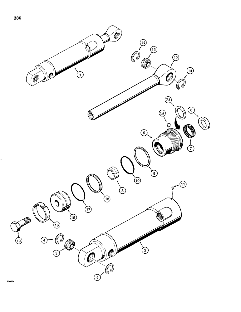Схема запчастей Case 480C - (386) - G33128 THREE-POINT HITCH PITCH CYLINDER (35) - HYDRAULIC SYSTEMS