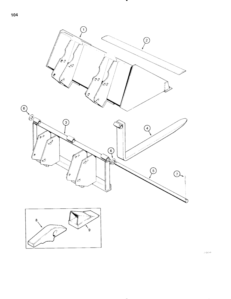 Схема запчастей Case 1816C - (104) - LOADER BUCKETS, 35" (889 MM) WIDE (09) - CHASSIS/ATTACHMENTS