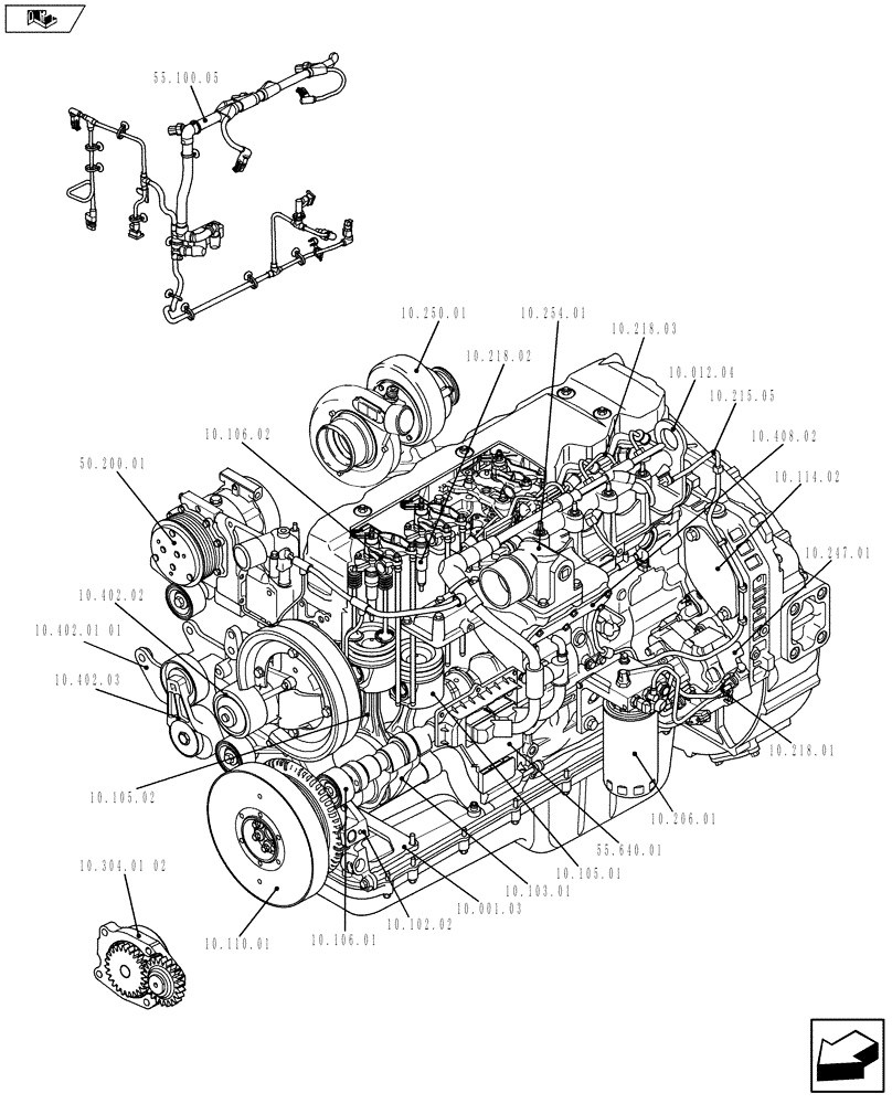 Схема запчастей Case F4HFE613V A003 - (10.000.01[01]) - PICTORIAL OVERVIEW 1/2 - ENGINE (84169139) (10) - ENGINE