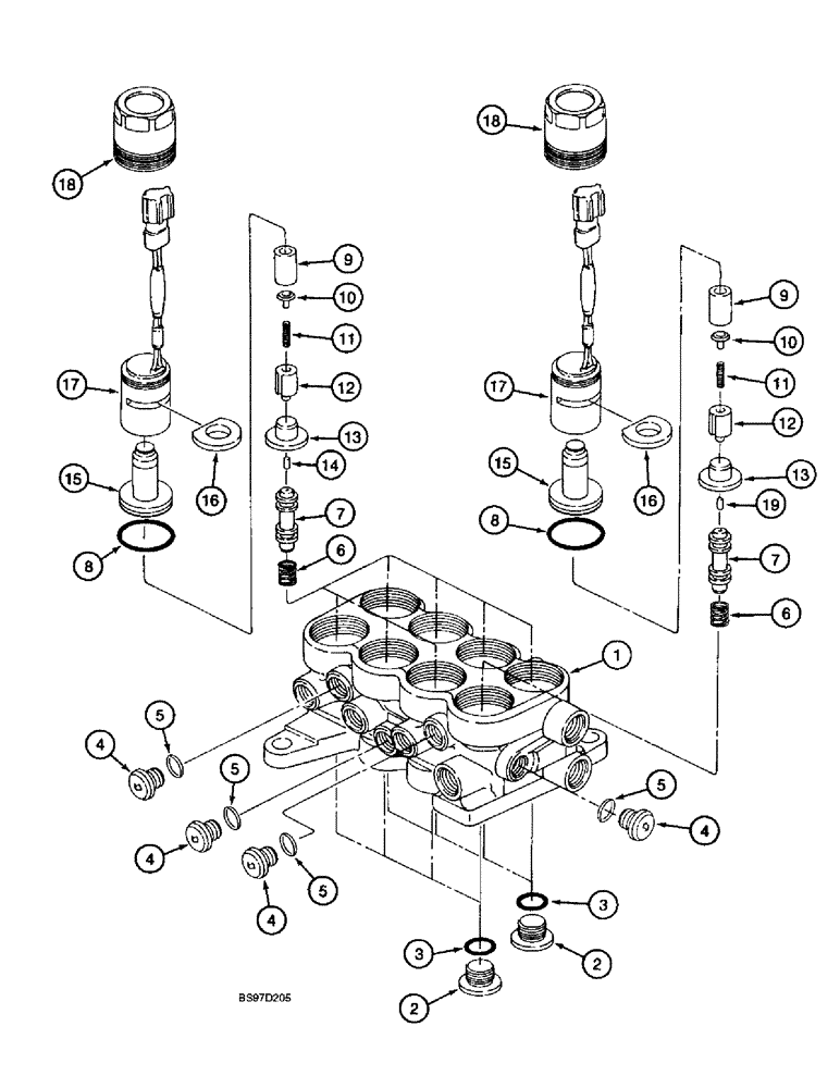 Схема запчастей Case 9040B - (8-156) - PILOT CONTROL SOLENOID VALVE, P.I.N. DAC04#2001 AND AFTER (08) - HYDRAULICS