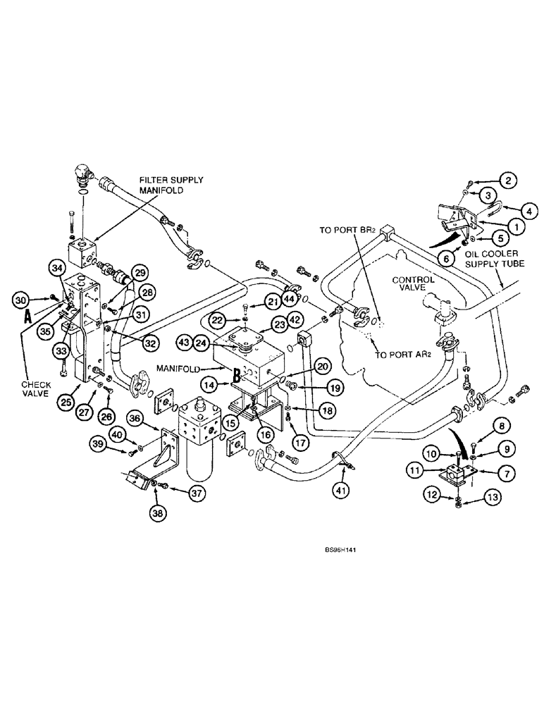 Схема запчастей Case 9060B - (8-162) - AUXILIARY EQUIPMENT - SINGLE AND DOUBLE ACTION, COMPONENT MOUNTING & TUBE SUPPORTS (08) - HYDRAULICS