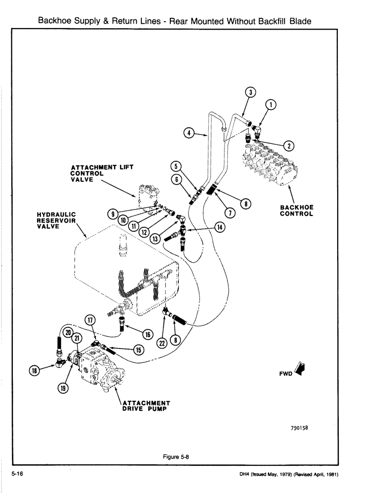 Схема запчастей Case DH4 - (5-16) - BACKHOE SUPPLY & RETURN LINES - REAR MOUNTED WITHOUT BACKFILL BLADE (35) - HYDRAULIC SYSTEMS
