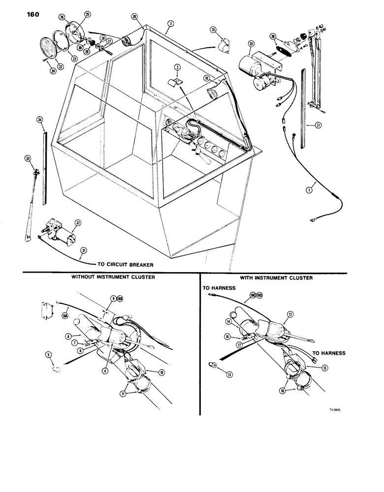 Схема запчастей Case W14 - (160) - CAB WITH TURN SIGNAL AND FLASHER LIGHTS (09) - CHASSIS