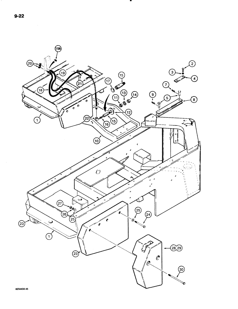 Схема запчастей Case W18B - (9-022) - REAR FRAME, TRUNNION, AND LUBRICATION LINES (09) - CHASSIS/ATTACHMENTS