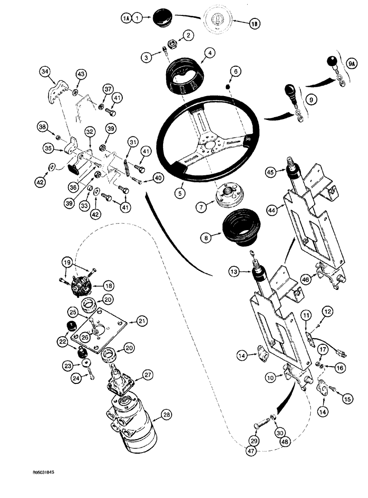 Схема запчастей Case 921 - (5-002) - STEERING WHEEL AND COLUMN, INCLUDES TILT LATCH (05) - STEERING