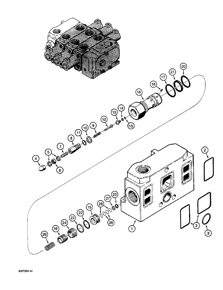 Схема запчастей Case W36 - (8-428) - L104151 AND L104152 CONTROL VALVE, D76983 INLET SECTION (08) - HYDRAULICS