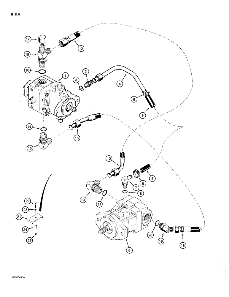 Схема запчастей Case 360 - (6-09A) - GROUND DRIVE HYDRAULIC CIRCUIT, P.I.N. JAF0104134 AND AFTER (06) - POWER TRAIN