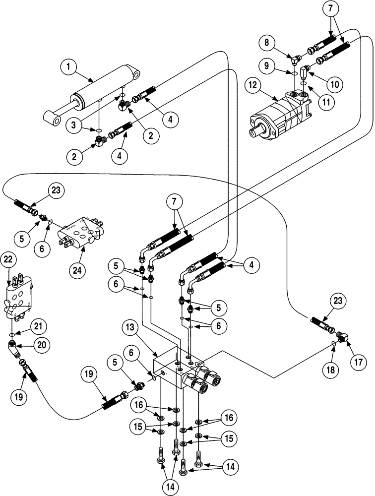 Схема запчастей Case 6010 - (08-08) - HYDRAULICS - PIPE LOADER AND PIPE LIFTER (35) - HYDRAULIC SYSTEMS