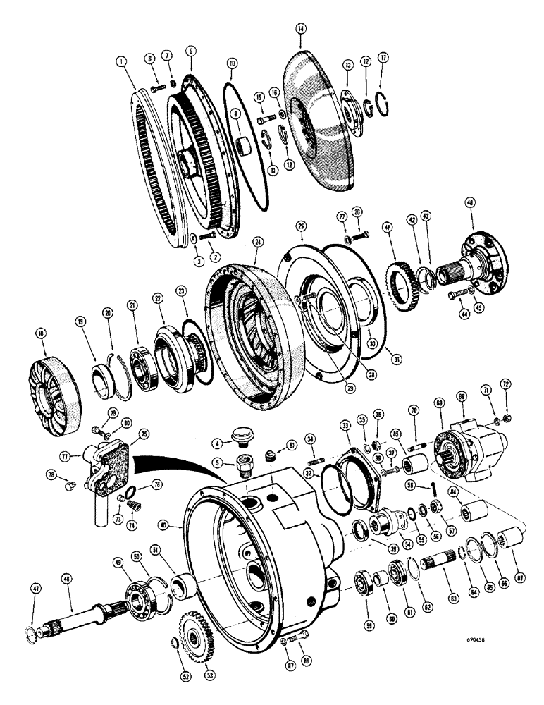 Схема запчастей Case W8C - (166) - TORQUE CONVERTER (06) - POWER TRAIN