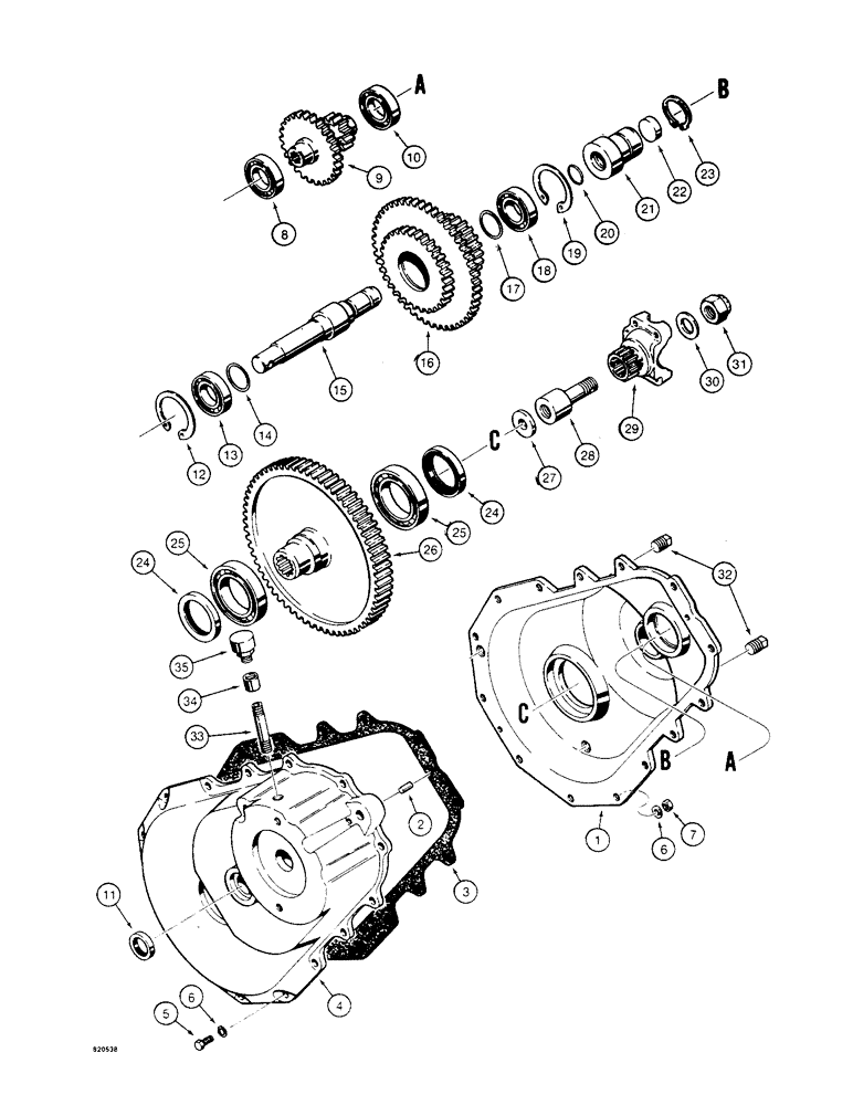 Схема запчастей Case W4 - (104) - H627422 TWO SPEED TRANSMISSION ASSEMBLY, USED BEFORE TRACTOR SN 1166133 (06) - POWER TRAIN