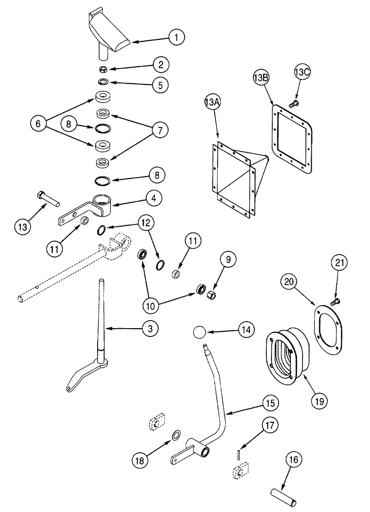 Схема запчастей Case 1150H - (08-19) - CONTROLS - LEVER, CONTROL (08) - HYDRAULICS