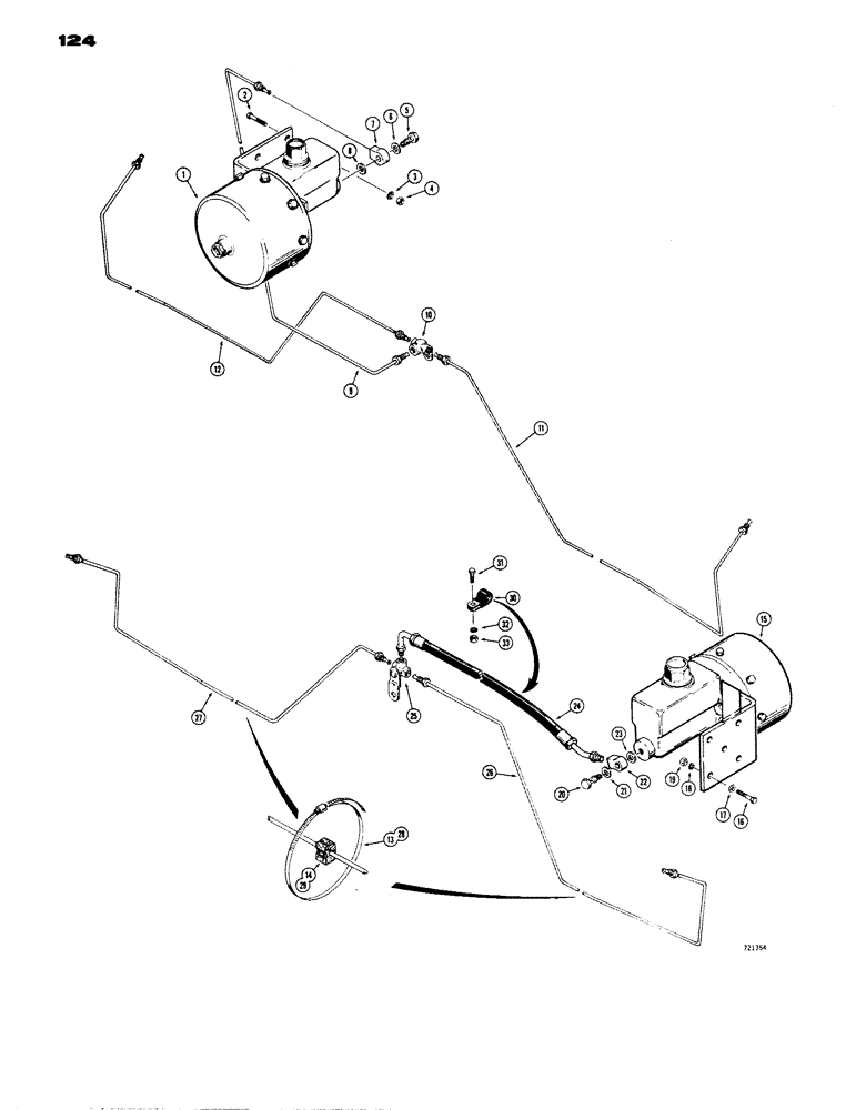 Схема запчастей Case W14 - (124) - BRAKE SYSTEM (BRAKE MASTER CYLINDERS TO WHEEL CYLINDERS) (07) - BRAKES
