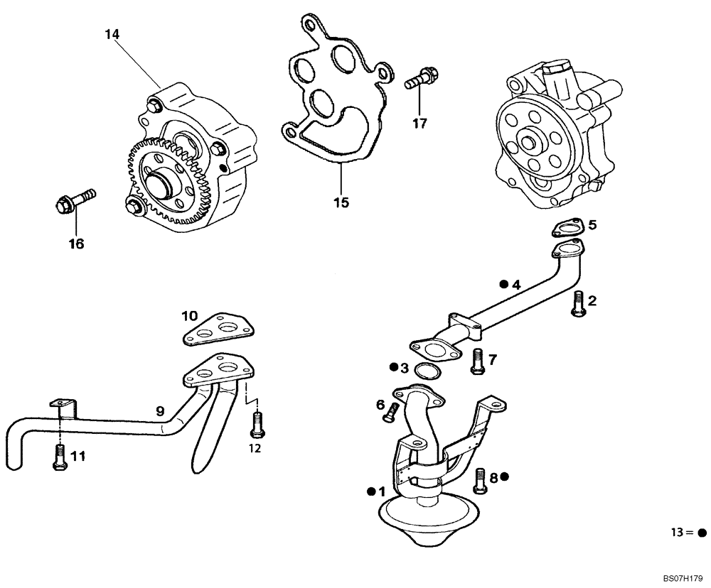 Схема запчастей Case 340 - (01A17000161[001]) - ENGINE - LUBRICATION SYSTEM - SECONDARY OIL PUMP (87584838) (10) - ENGINE