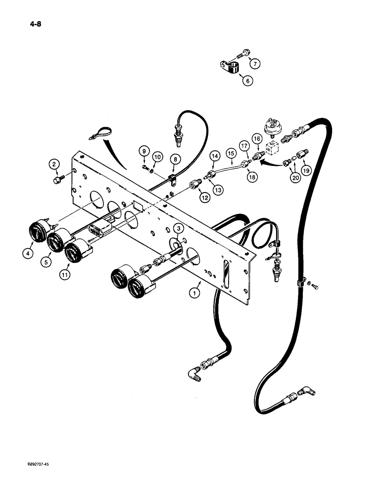 Схема запчастей Case 650 - (4-08) - INSTRUMENT PANEL AND GAUGES (04) - ELECTRICAL SYSTEMS