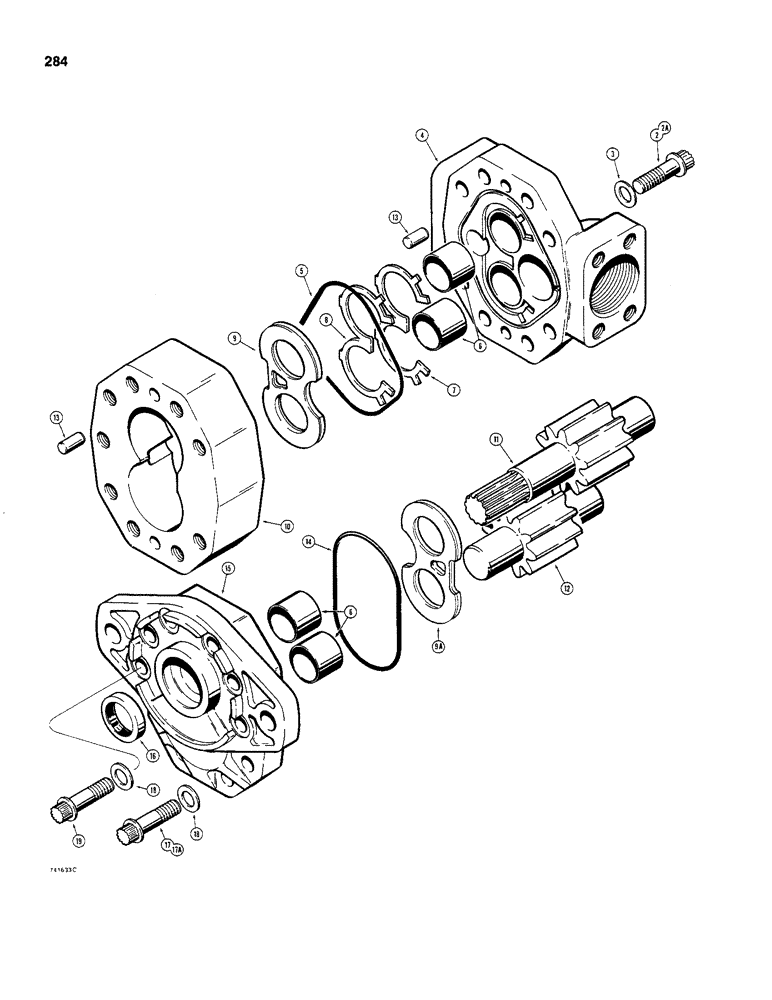 Схема запчастей Case 480C - (284) - D58538 DANA HYDRAULIC PUMP (35) - HYDRAULIC SYSTEMS