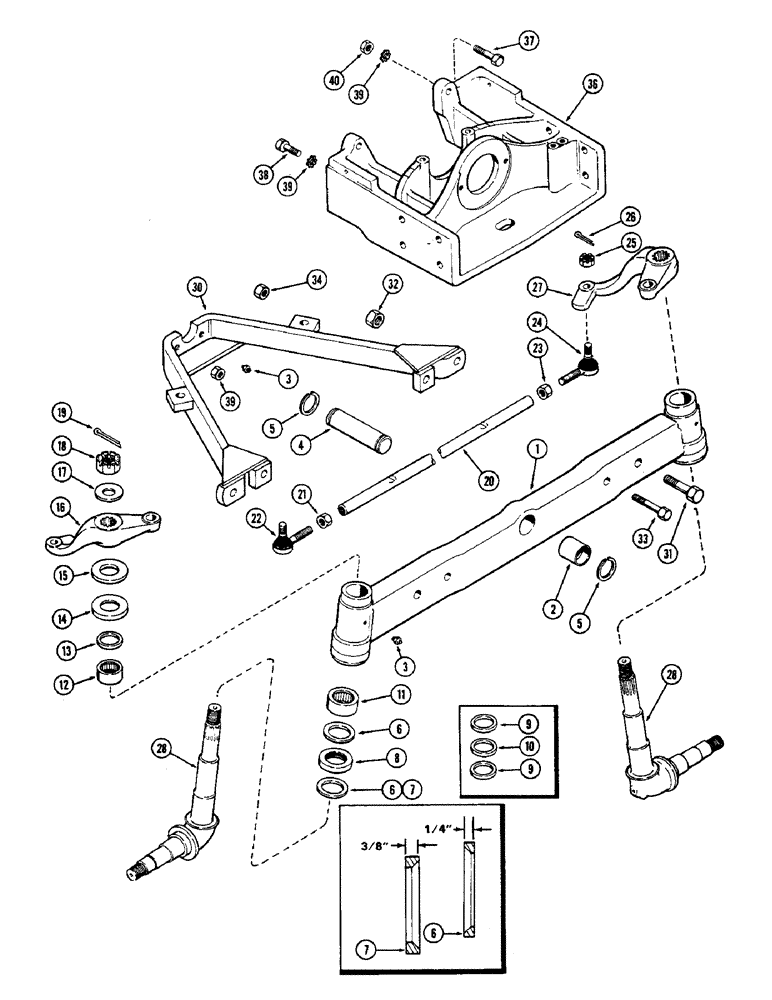 Схема запчастей Case 580B - (116) - FRONT END CASTING AND FRONT AXLE (05) - STEERING