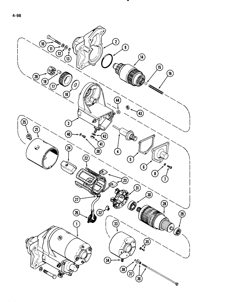 Схема запчастей Case 1835B - (4-098) - R39341 STARTER, 188 DIESEL ENGINE (04) - ELECTRICAL SYSTEMS