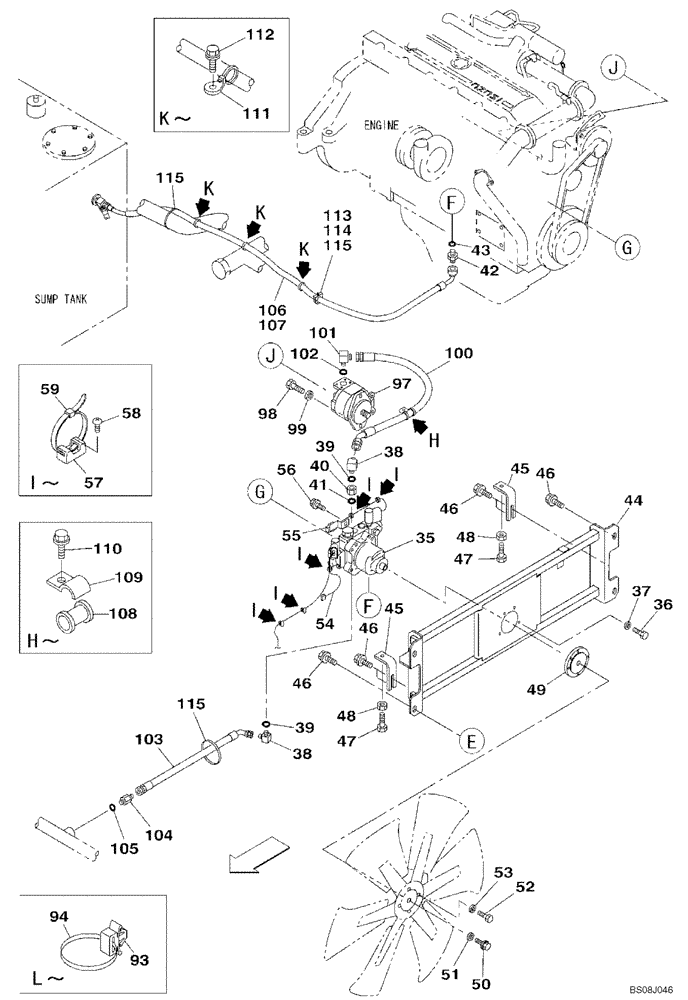 Схема запчастей Case CX800B - (02-05) - ENGINE WATER CIRCUIT (02) - ENGINE